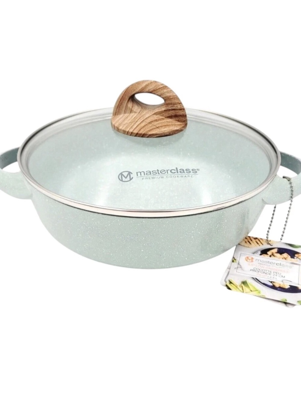 Masterclass Premium Cookware 9.5" Low Casserole Pot Light Speckle Blue 2.6 qt